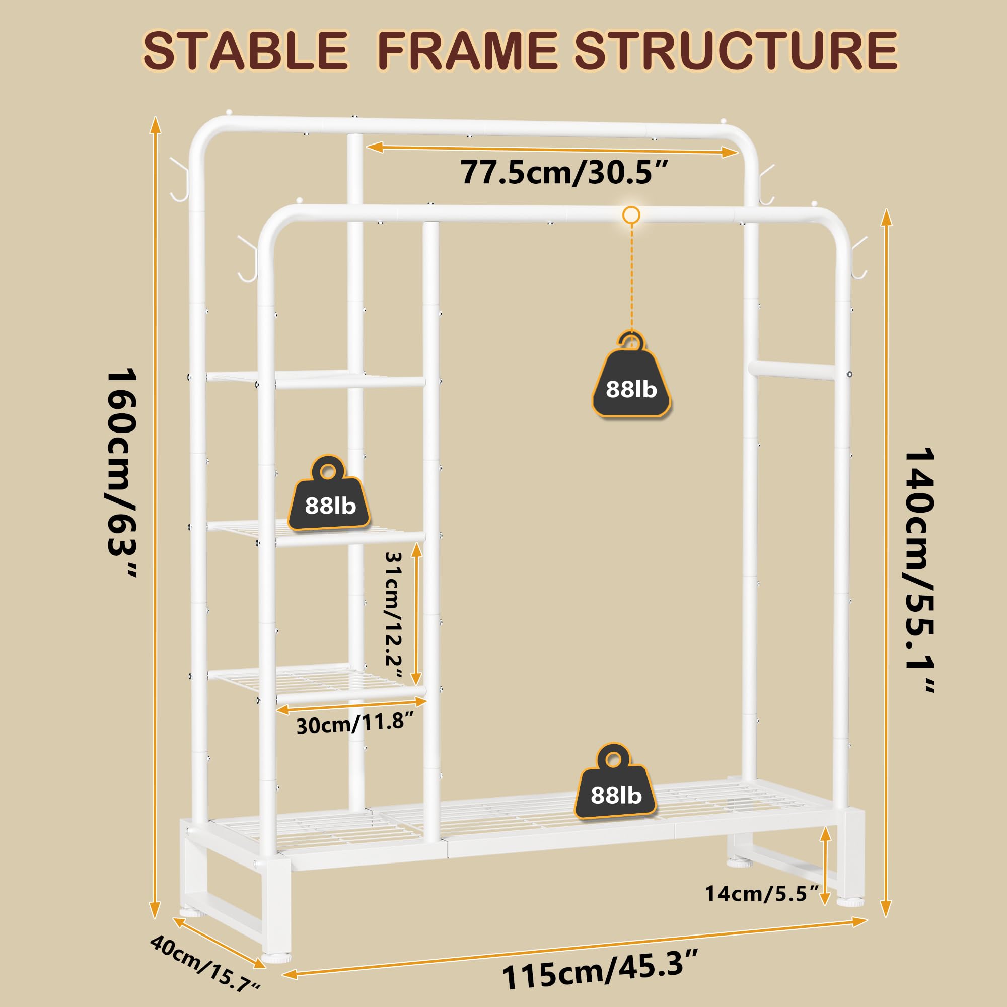 HOMIDEC 4-tier storage shelf image showing folded clothes and boxes.