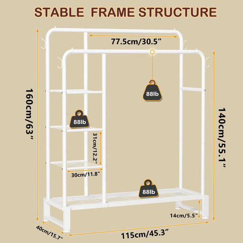 HOMIDEC 4-tier storage shelf image showing folded clothes and boxes.