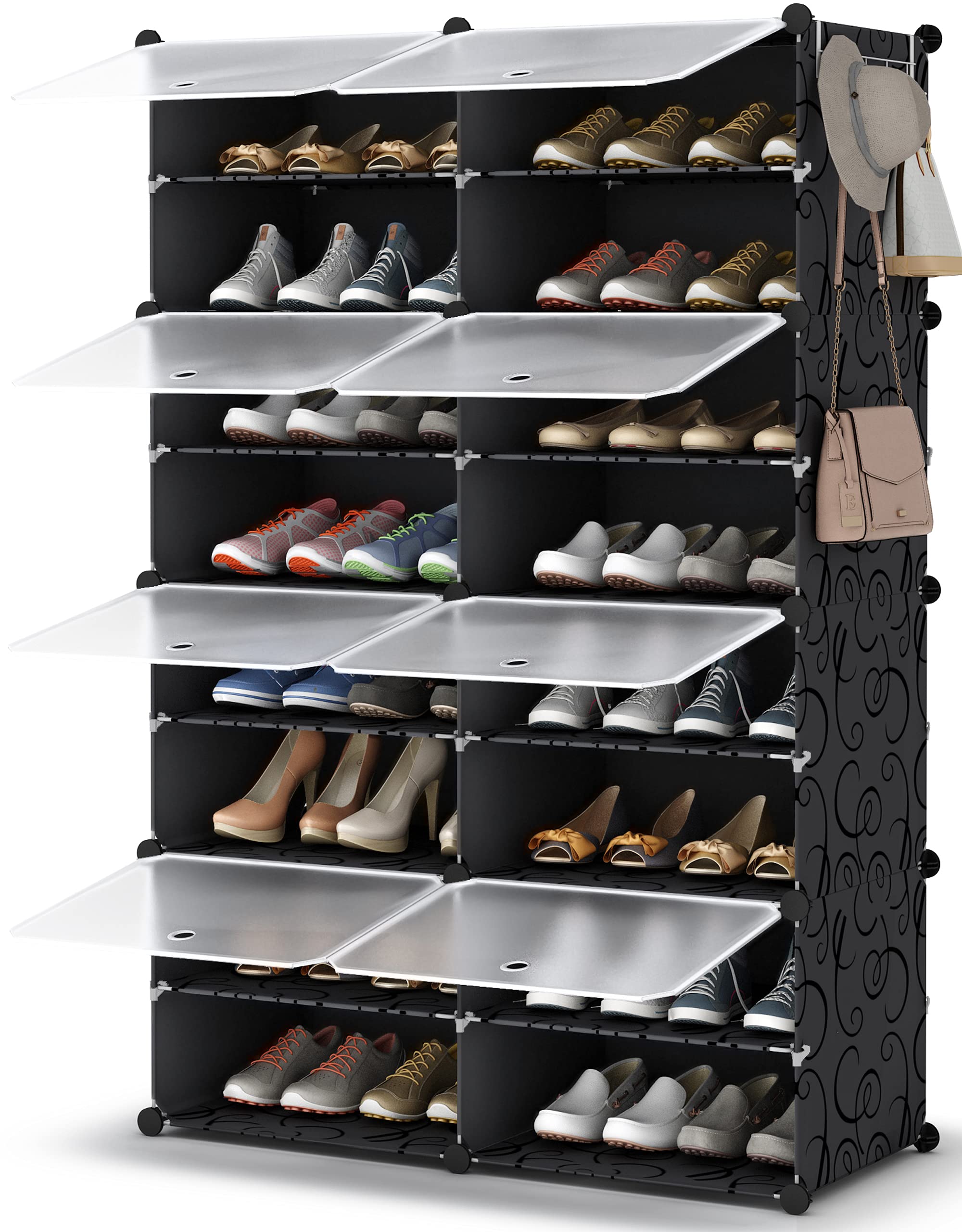 HOMIDEC 8-tier shoe rack front view for organized closet storage.