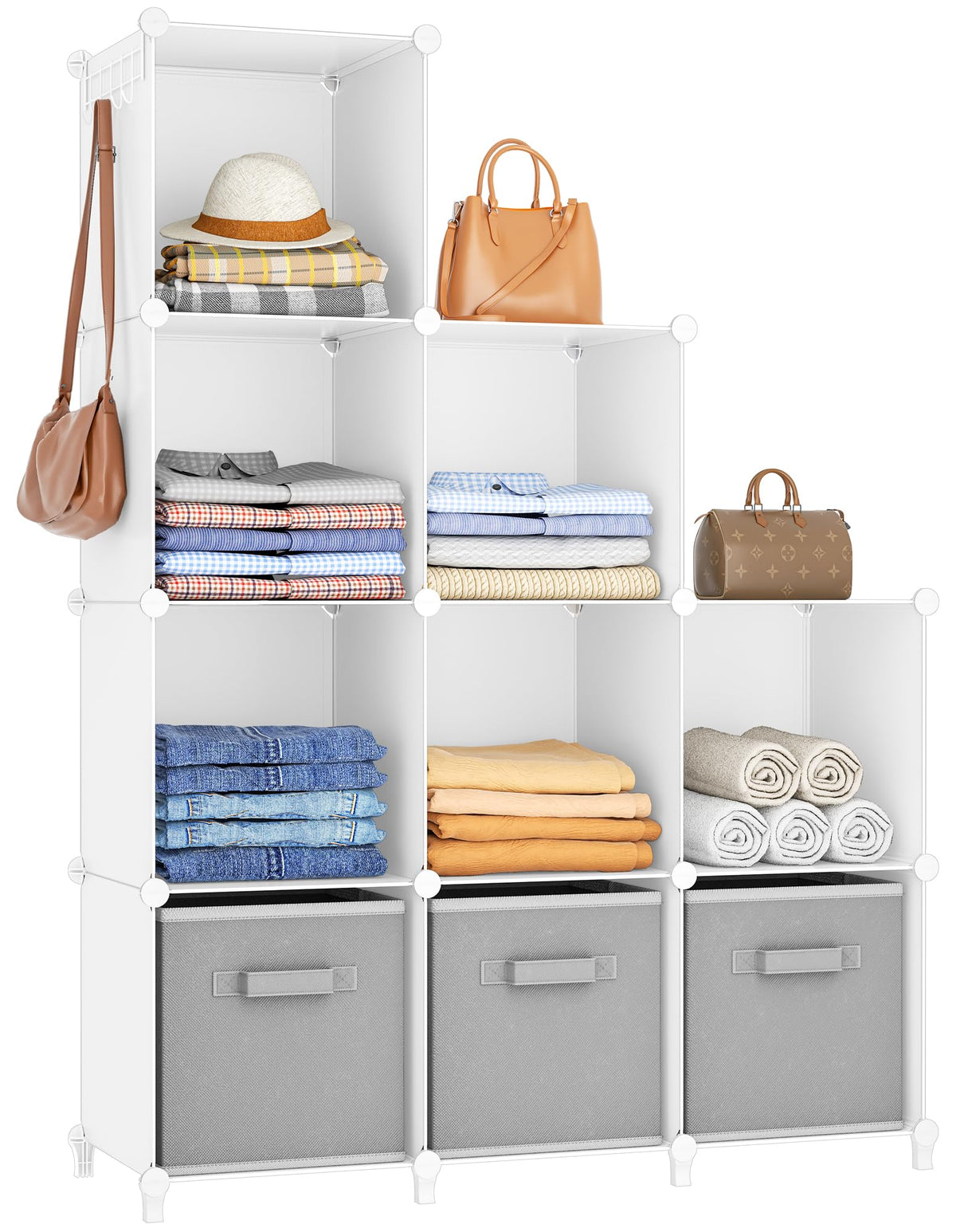 HOMIDEC 9-Cube storage assembly demonstrates quick setup for a tidy living room.