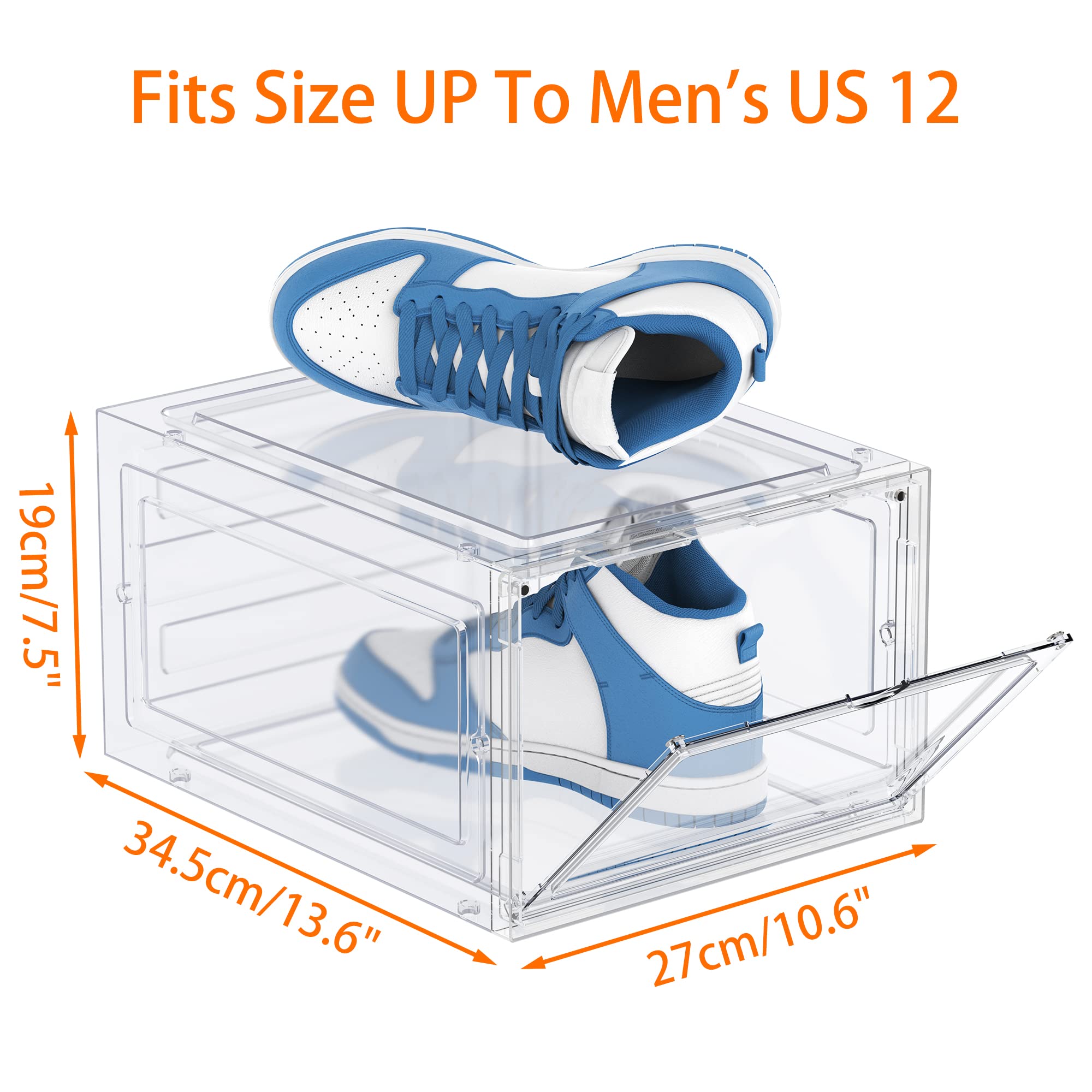 HOMIDEC clear shoe storage stackable setup demonstrates compact closet organization