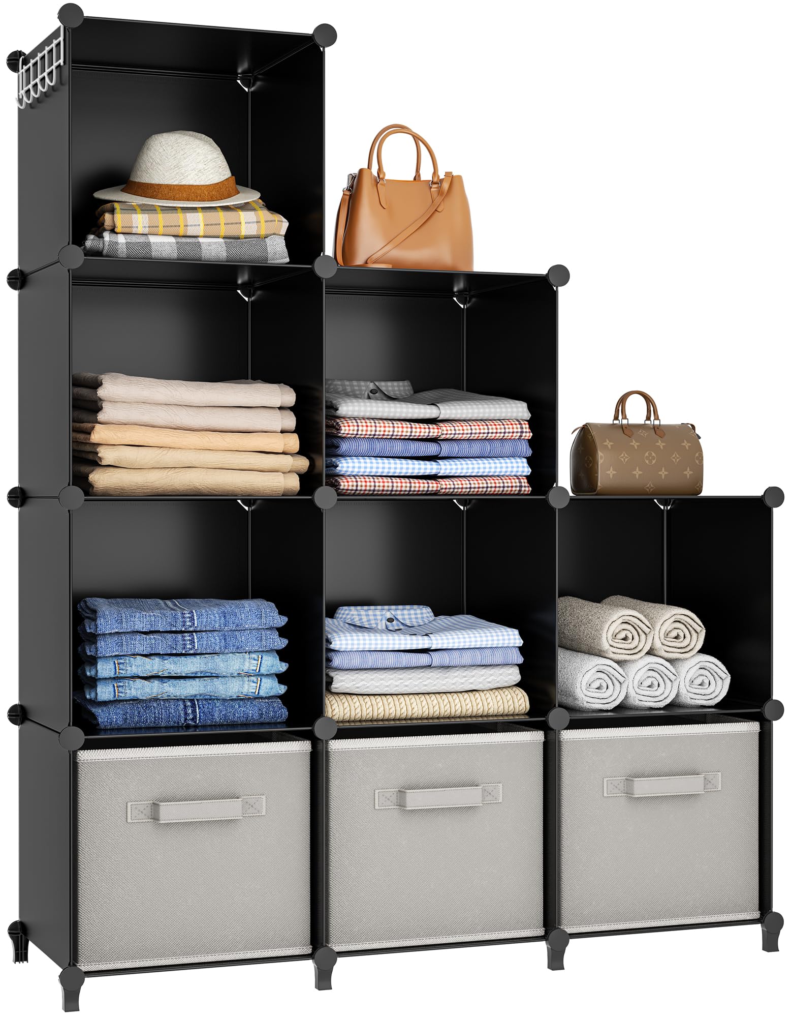 HOMIDEC 9-cube closet organizer assembly for organized wardrobe storage