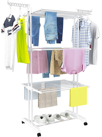 HOMIDEC 4-tier drying rack shown in full size for family laundry use