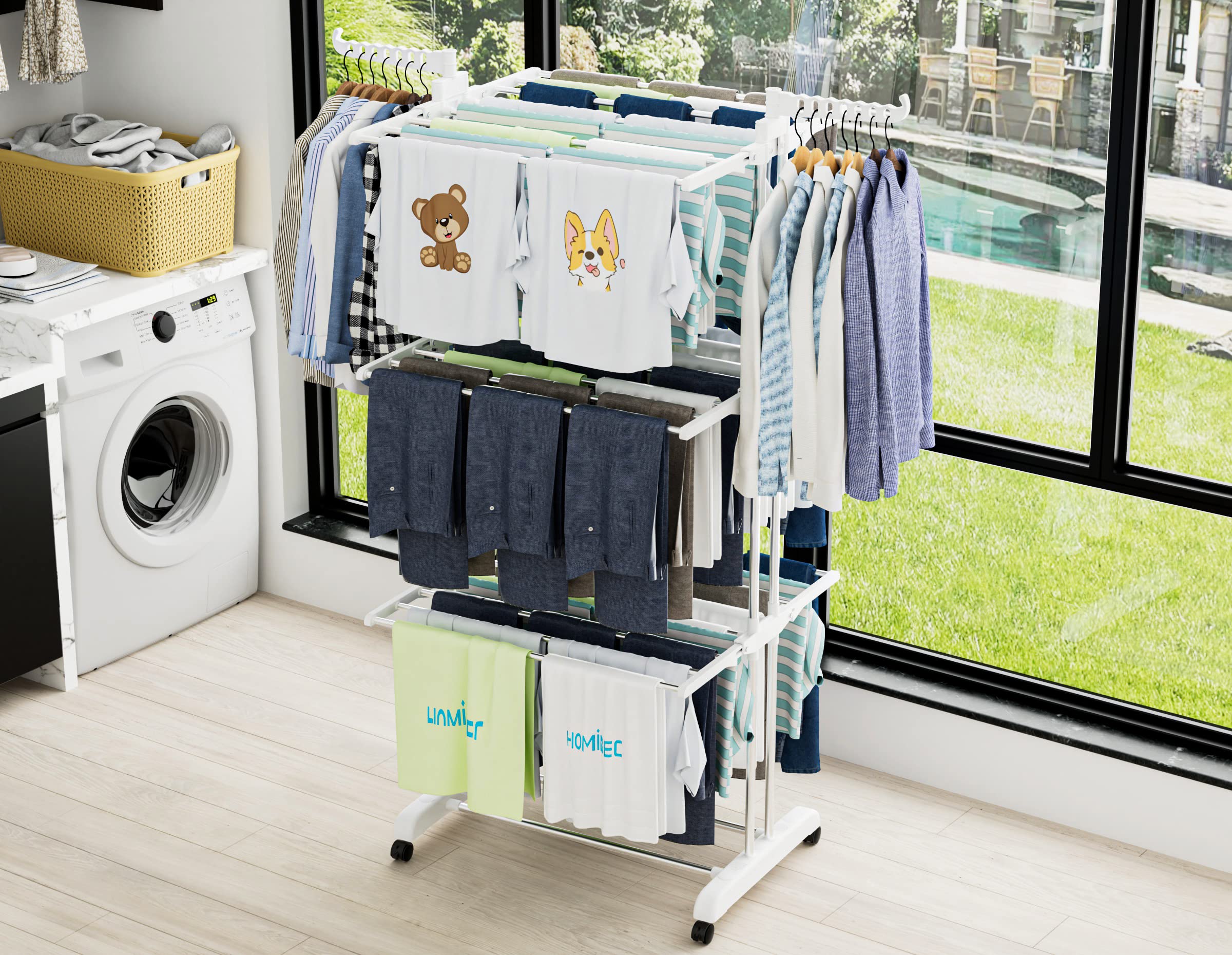 HOMIDEC rack side wings with hooks for towels and small garments
