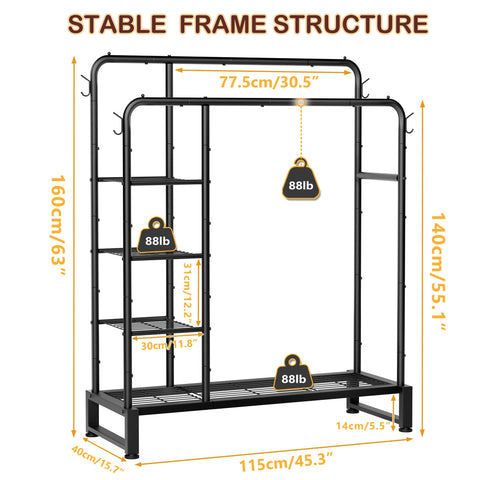 HOMIDEC clothes rack heavy-duty design demonstrates high load-bearing capacity.