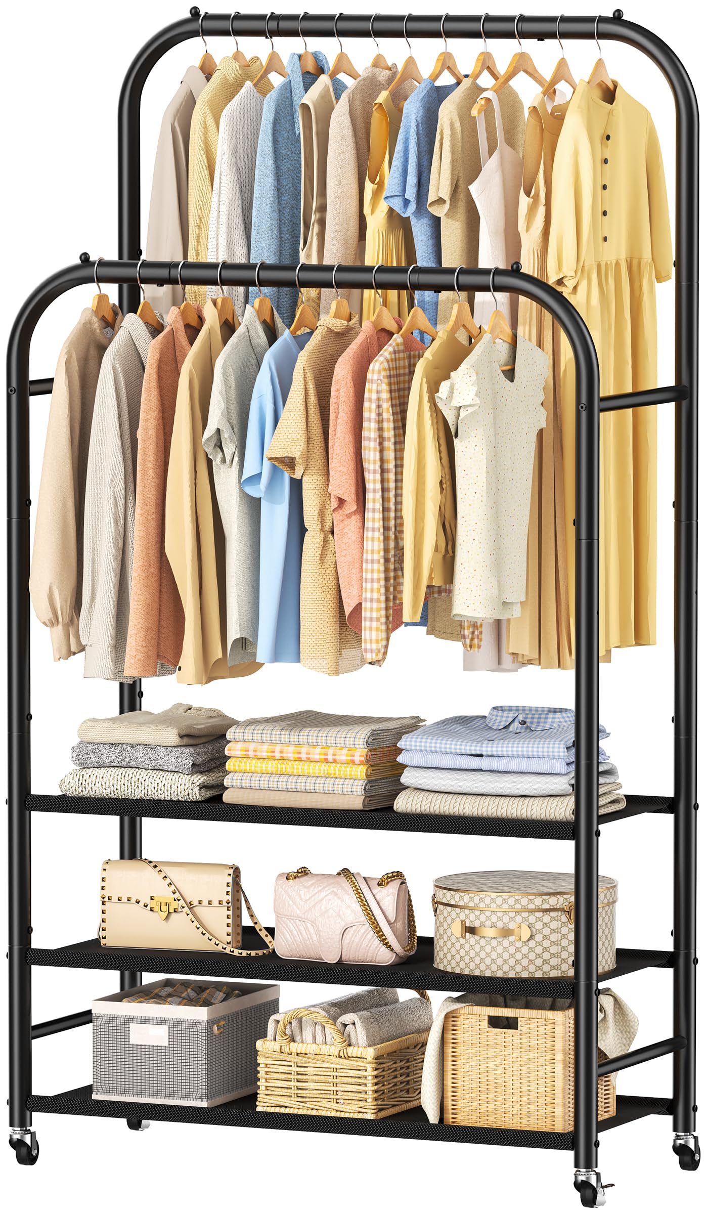 HOMIDEC mobile wardrobe rack on wheels adapts to room layouts