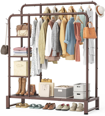HOMIDEC double rods clothes rack for organized hanging clothes.