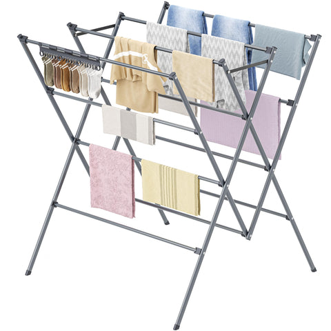 HOMIDEC drying rack with 12 rods showing ample air-drying capacity