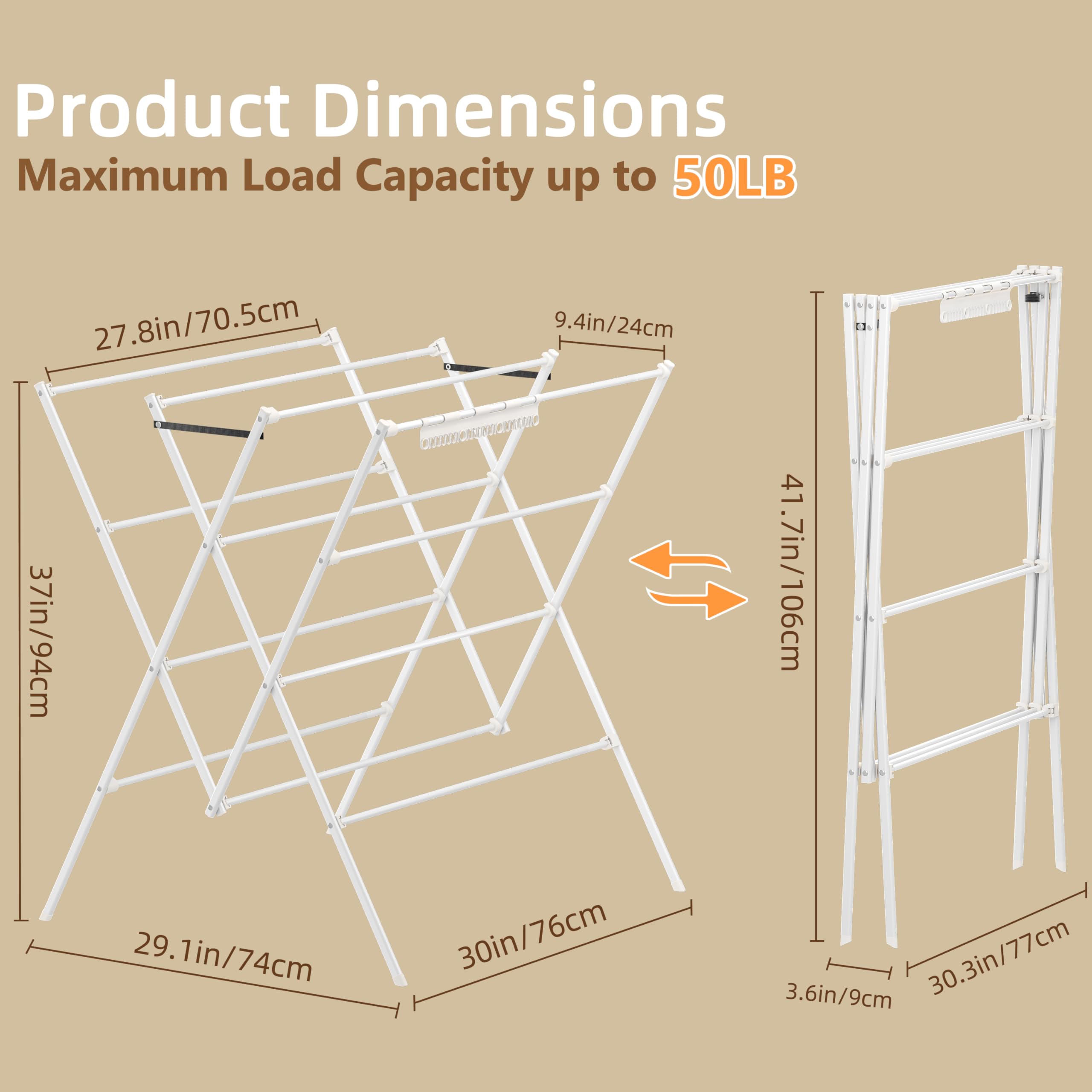 HOMIDEC foldable clothes rack for quick setup and compact storage.