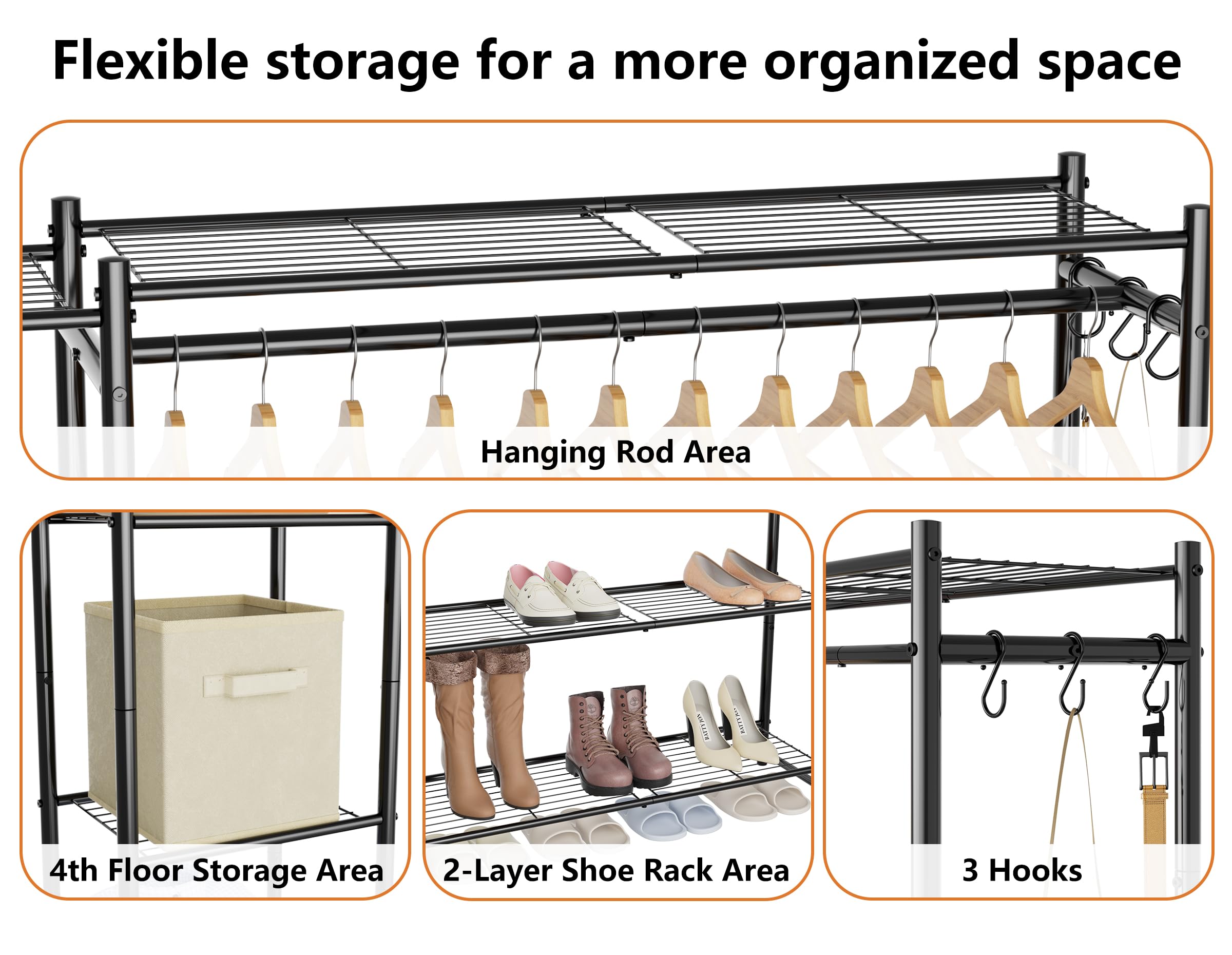 HOMIDEC Freestanding Closet System adapts to multiple rooms.