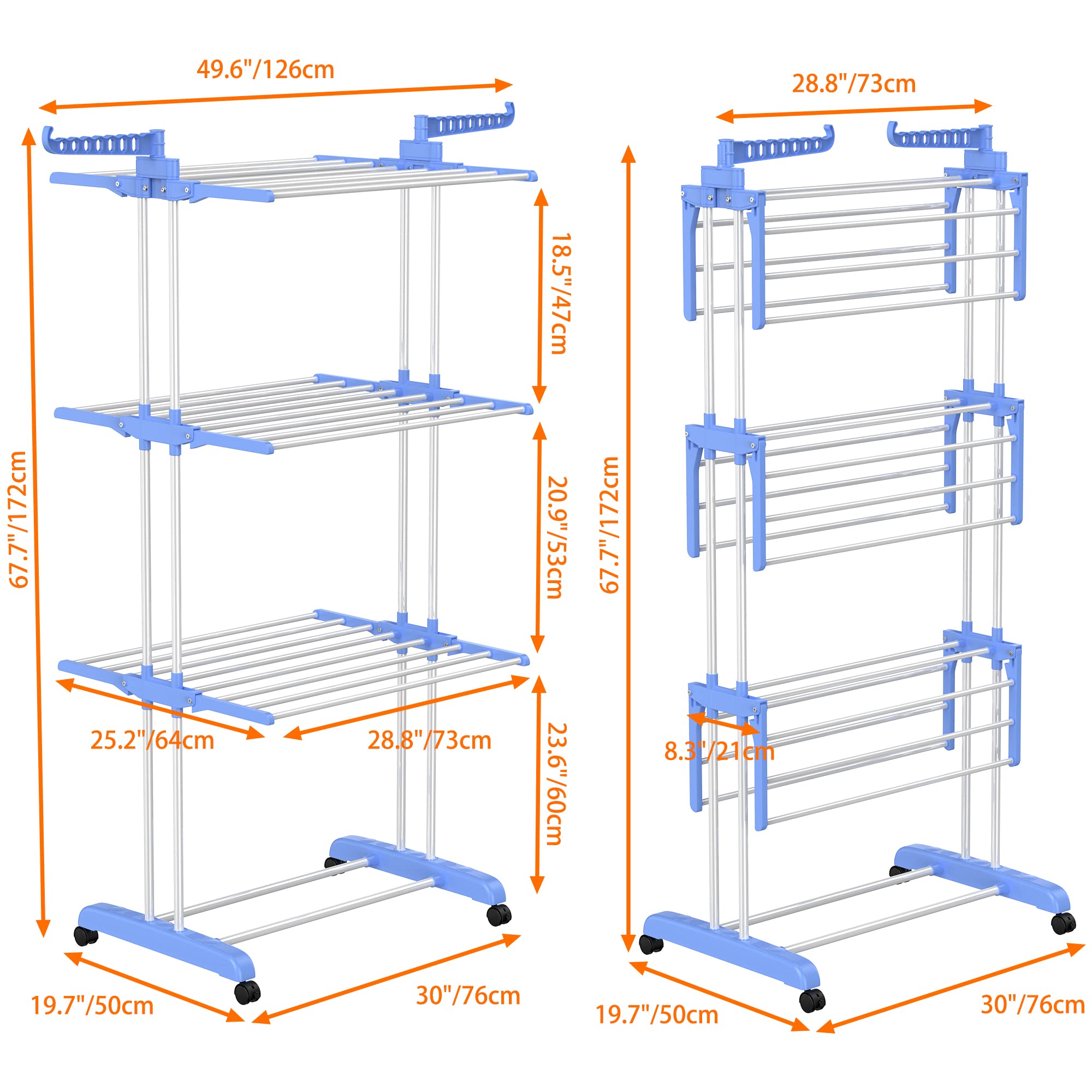HOMIDEC indoor-outdoor drying rack suitable for balcony or laundry area