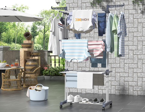 HOMIDEC movable drying rack with casters for easy room-to-room use