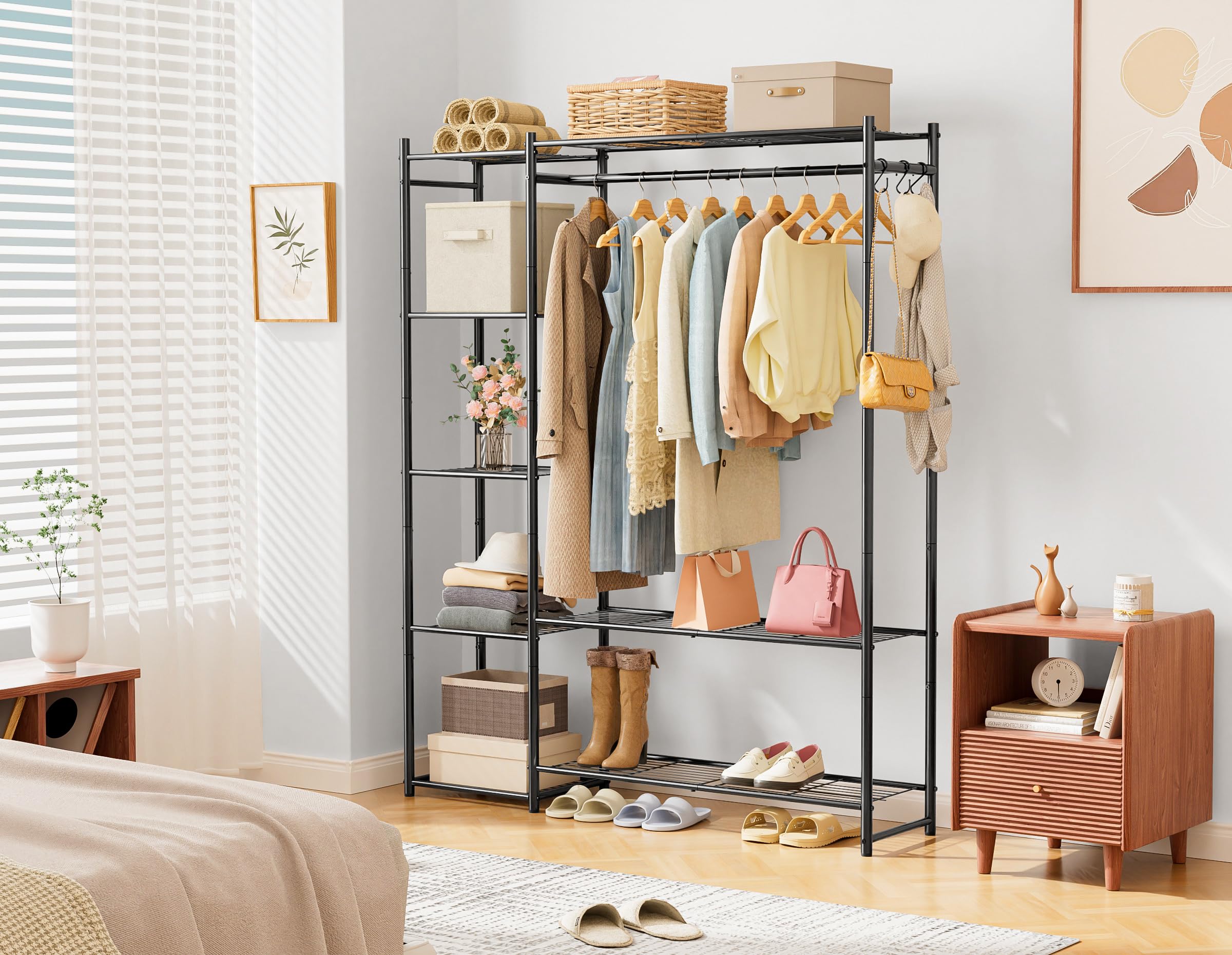 HOMIDEC Portable Clothes Rack open storage for easy access.