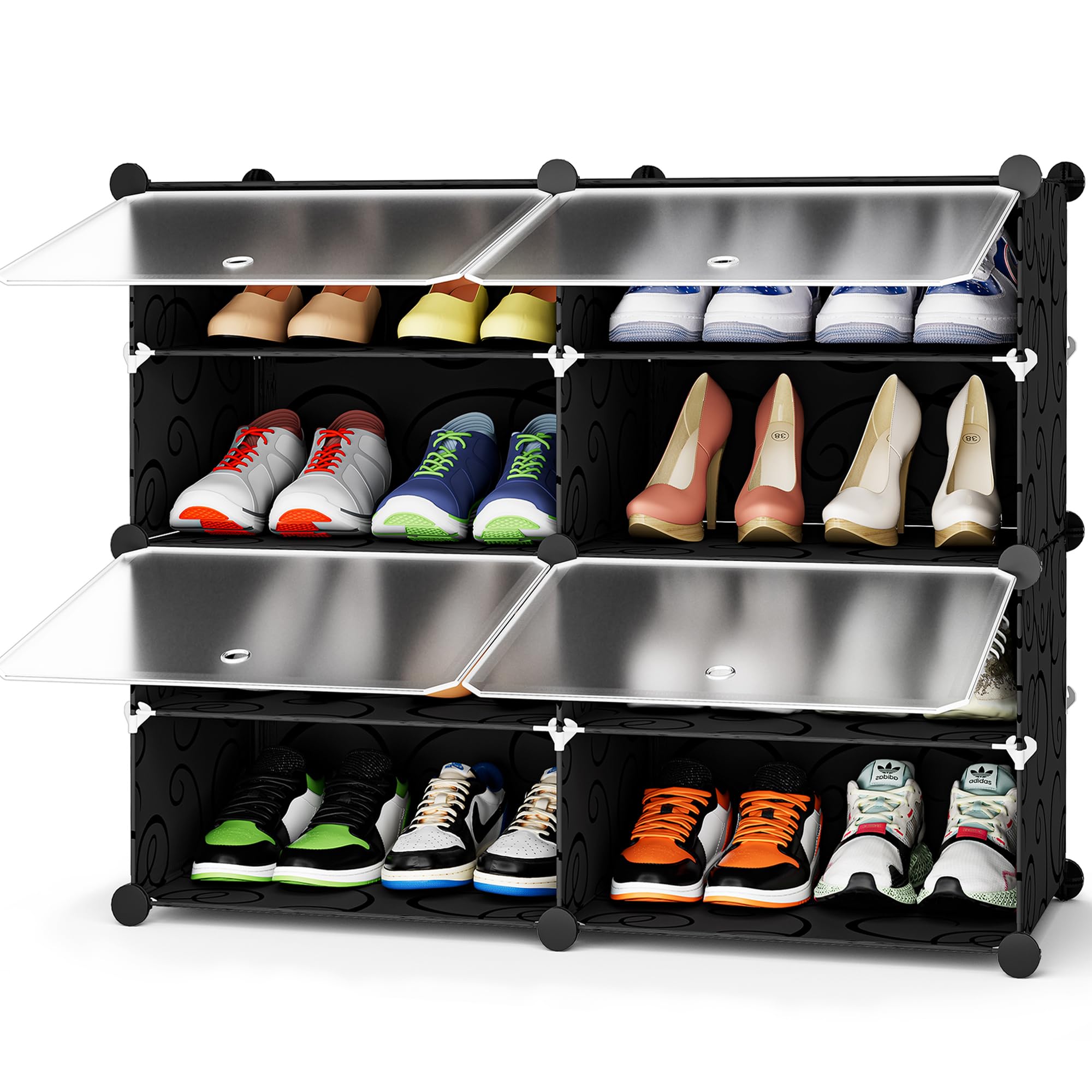 HOMIDEC 4-tier shoe rack front view for compact entryway organization