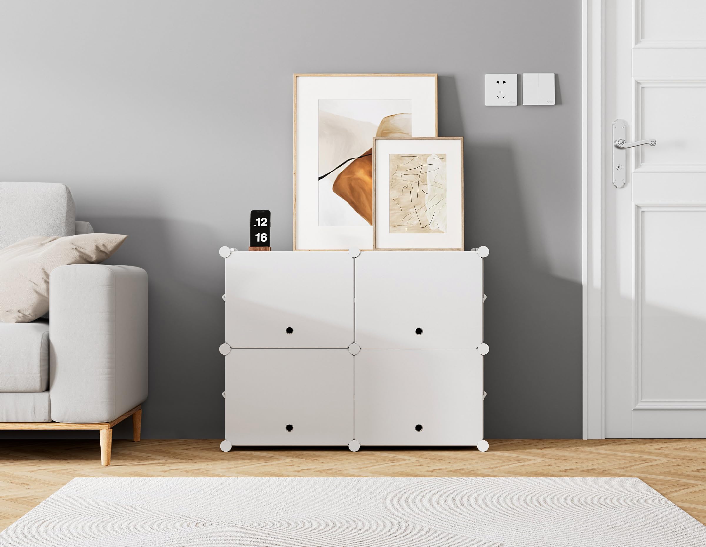 HOMIDEC shoe rack side view highlights sturdy frame and compact footprint.