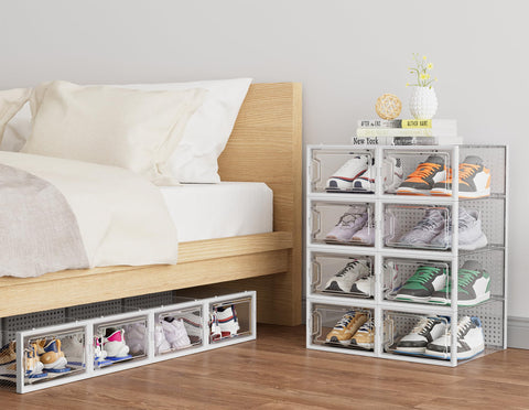 HOMIDEC lids seal tightly, protecting shoes from dust during frequent access.