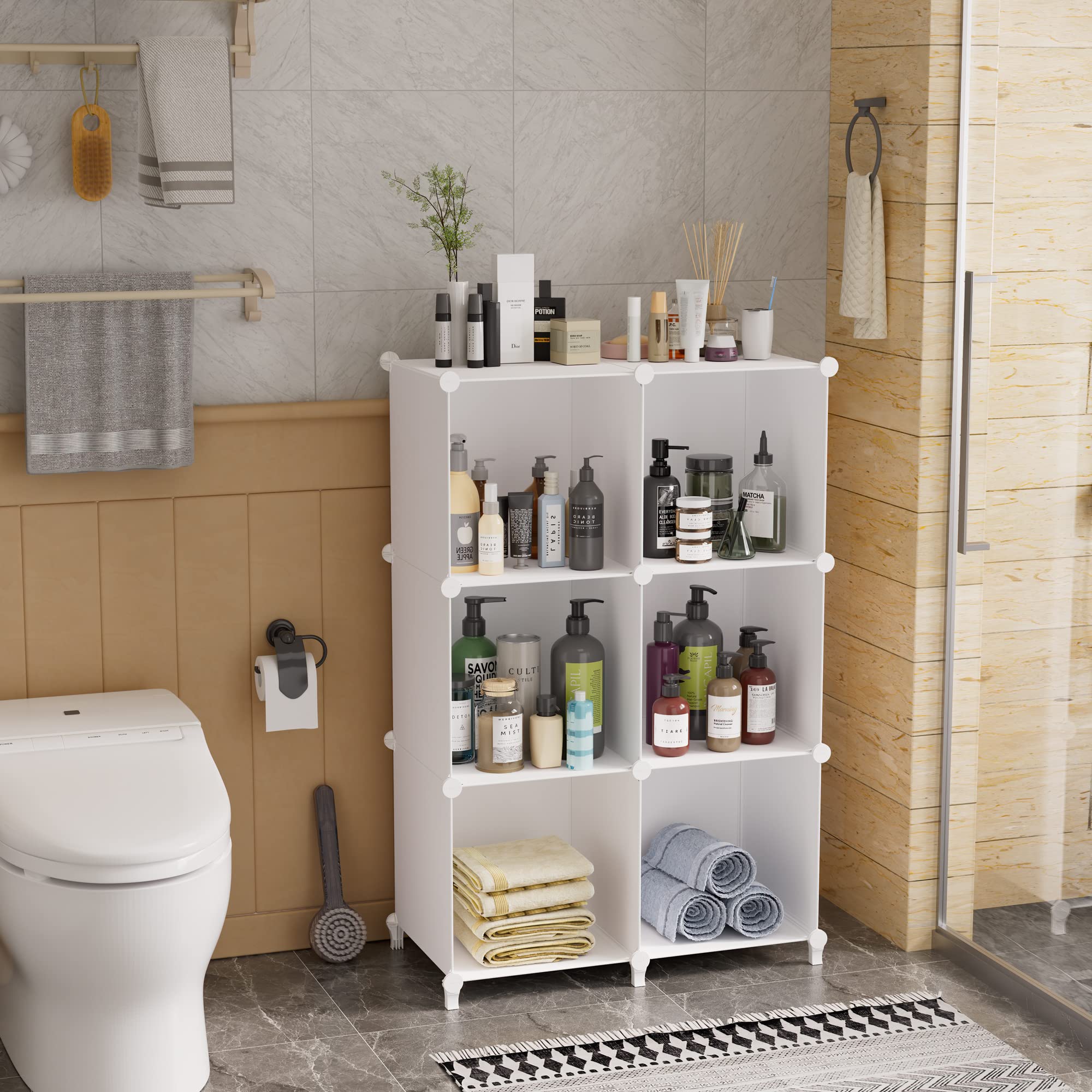 HOMIDEC 6-cube closet organizer displaying clothes organization.