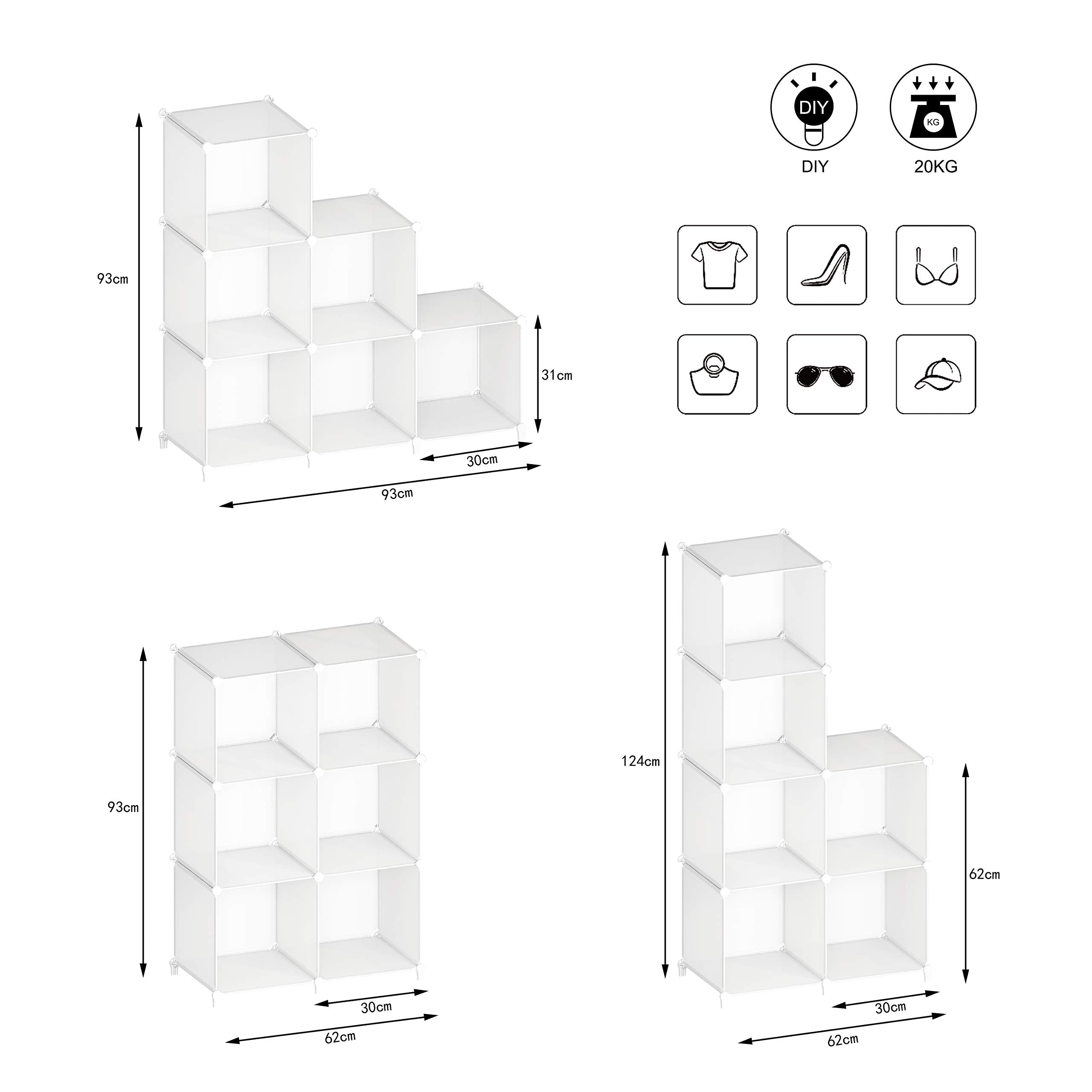 HOMIDEC 6-cube closet organizer shows easy removal for flexible configuration.