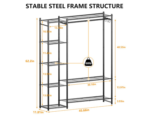 HOMIDEC Steel Wardrobe Frame is sturdy and durable.