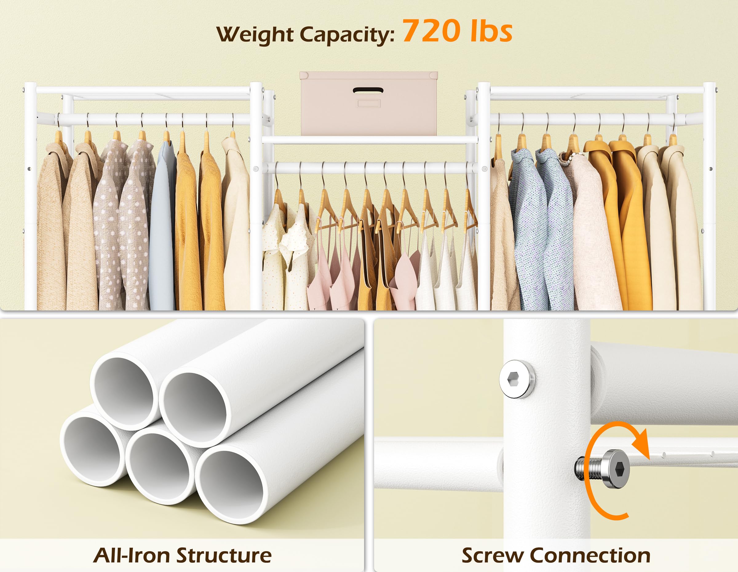 Screw-secured joints and adjustable feet stabilize the HOMIDEC Wardrobe