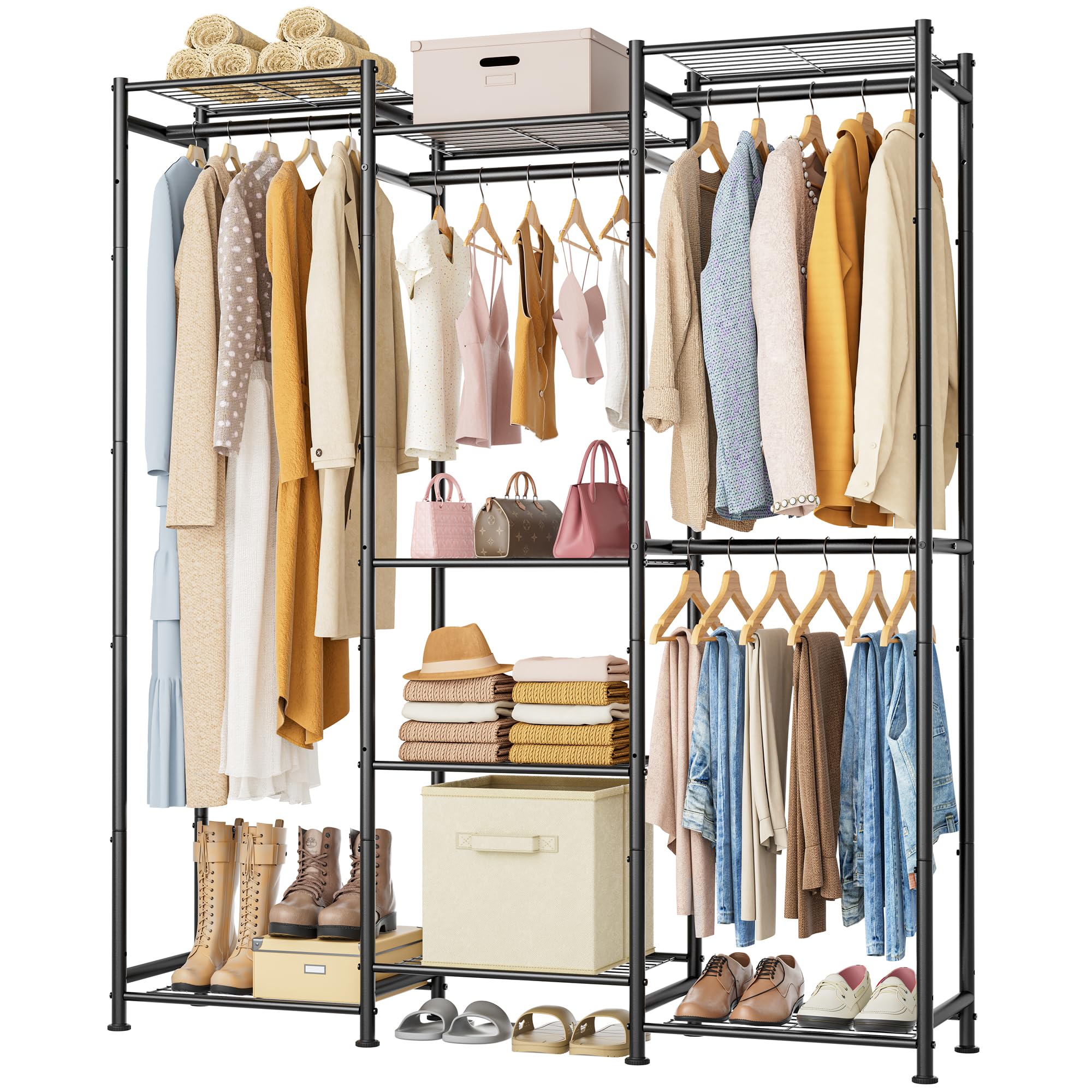 HOMIDEC Wardrobe with four hanging spaces for easy outfit planning.