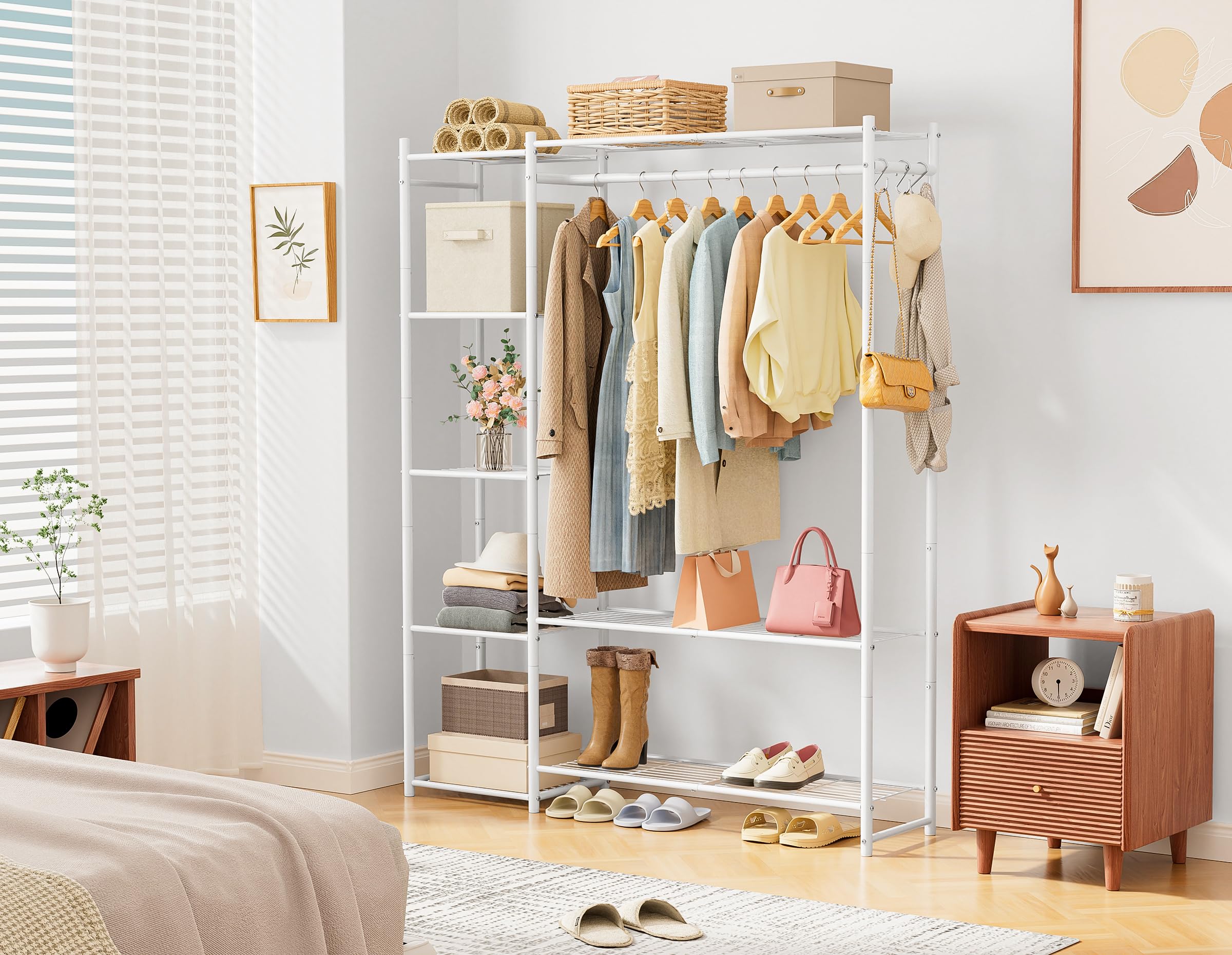 HOMIDEC Wardrobe Closet hanging rod area for wrinkle-prone garments and quick outfit prep.