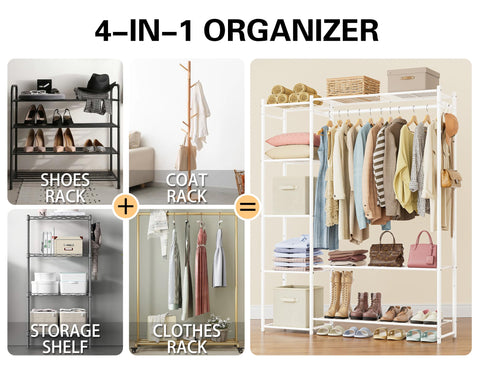 HOMIDEC Wardrobe Closet sturdy steel tubing provides stability.