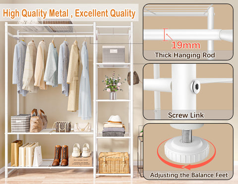 HOMIDEC Wardrobe Closet top-surface supports suitcases and large storage boxes.