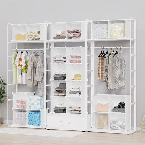 HOMIDEC white finish cubes provide dustproof clothing storage