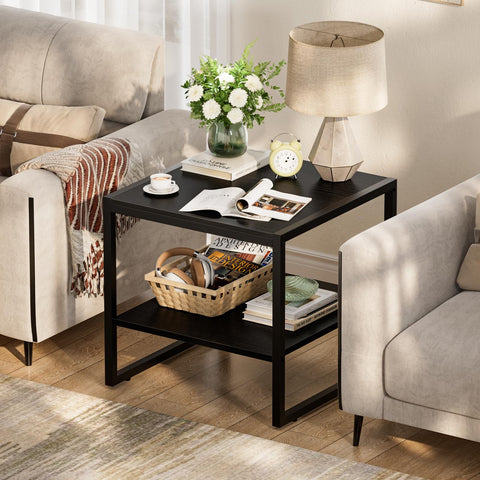 Homieasy End Table showing its lower shelf for organization.