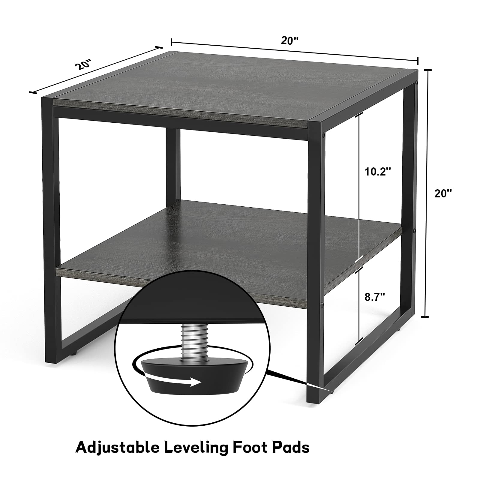 Homieasy End Table's reinforced frame supports up to 132 pounds for versatile placement.