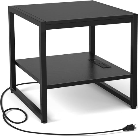 Homieasy end table with charging station keeps devices charged within reach.
