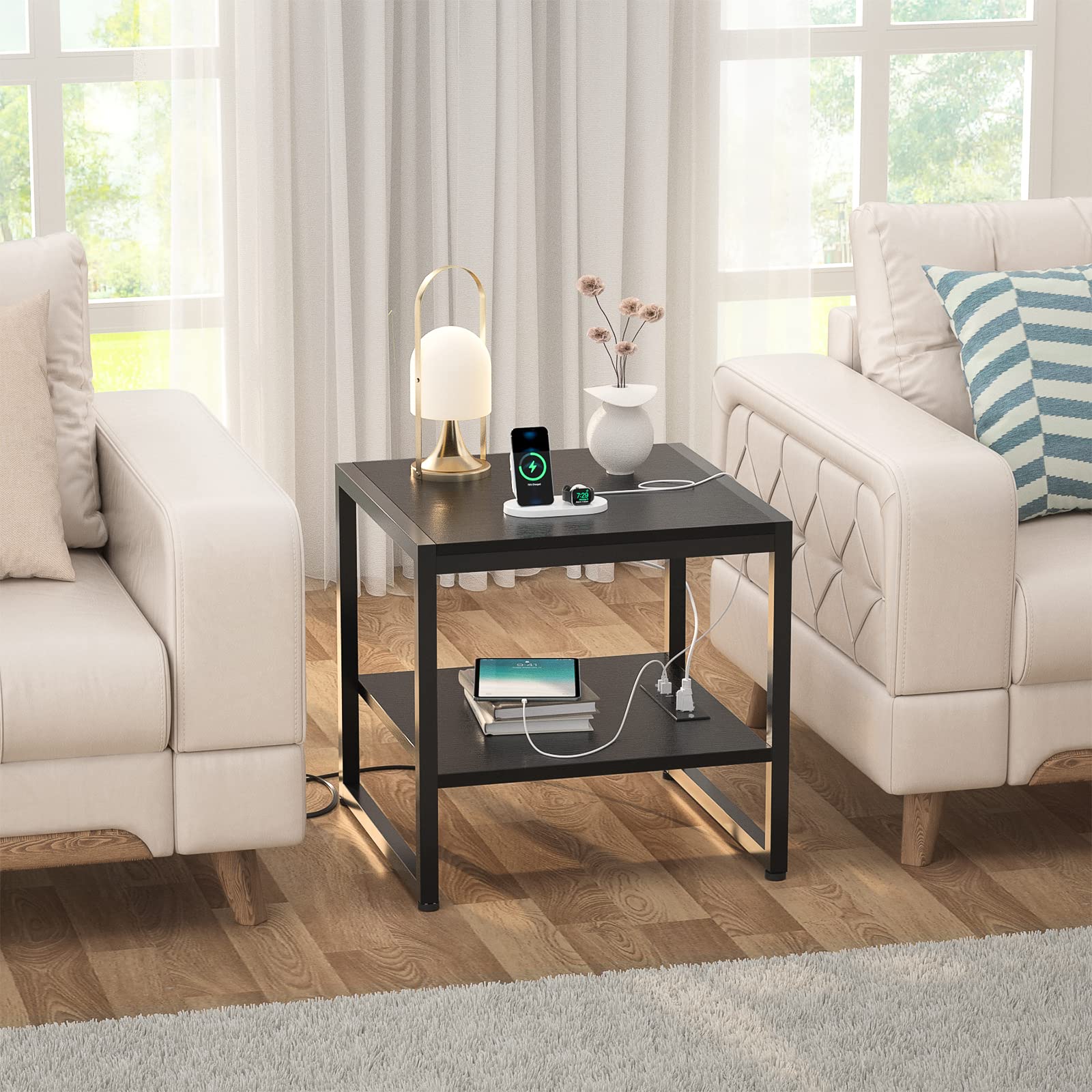 Homieasy two-tier storage helps organize remotes and gadgets.