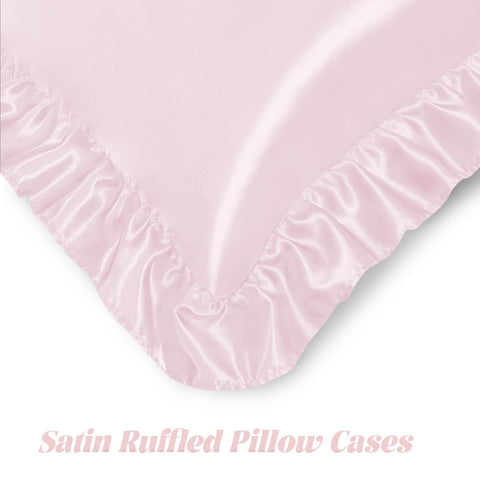 Bedroom setup with blush pink Homiest sheets for calming ambience