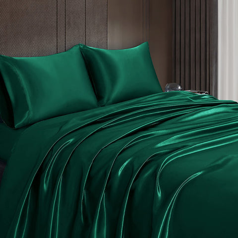 Homiest 4pc satin set glossy finish enhances bedroom elegance