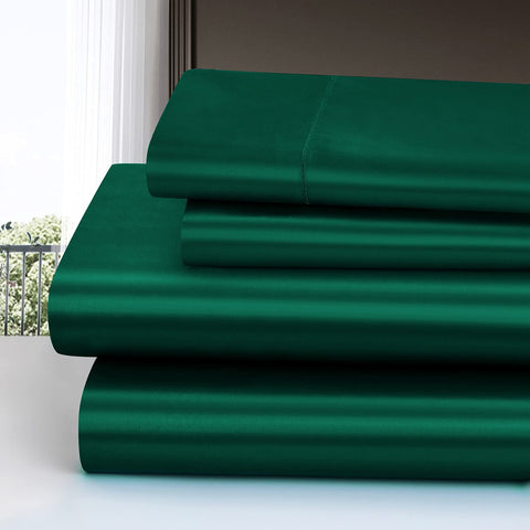 Homiest satin fitted sheet deep-pocket design stays tucked for neat bedding