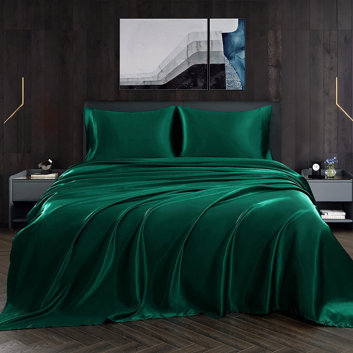Homiest satin sheets set queen flat sheet with silky shine for luxurious sleep
