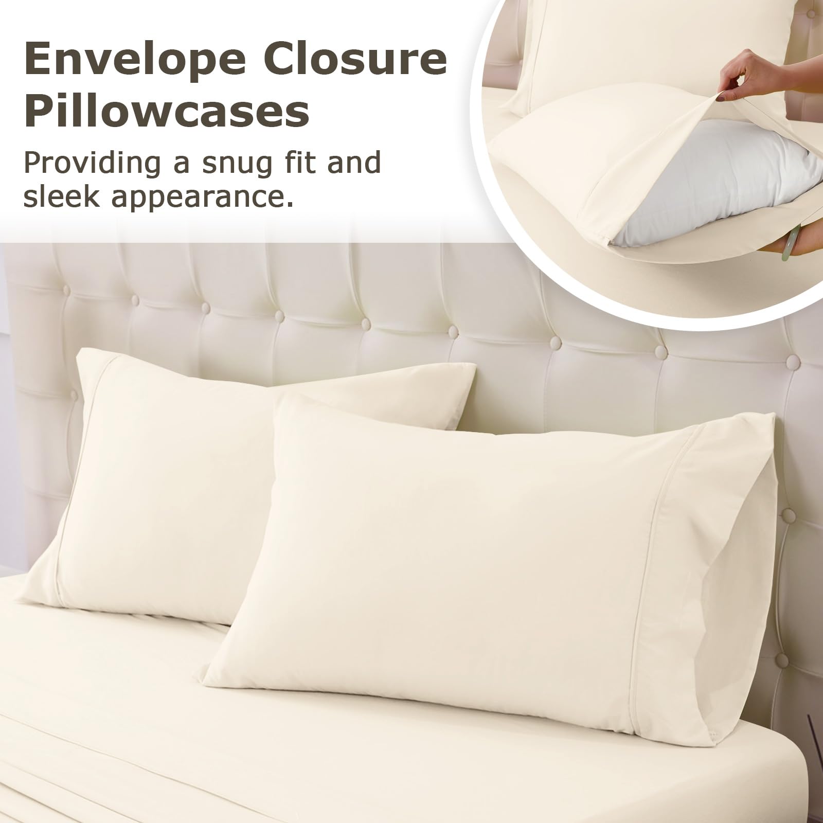 Homilay pillowcases with envelope closures for neat, secure sleep.