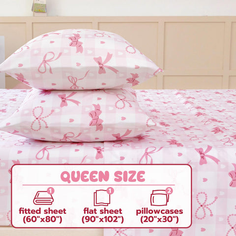 Homilay Queen Kids pink check pillowcases with envelope closure for smooth bedtime.