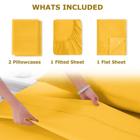 Homilay Spectra Yellow OEKO-TEX certified sheets emphasize skin-friendly, safe fabric for nightly use.