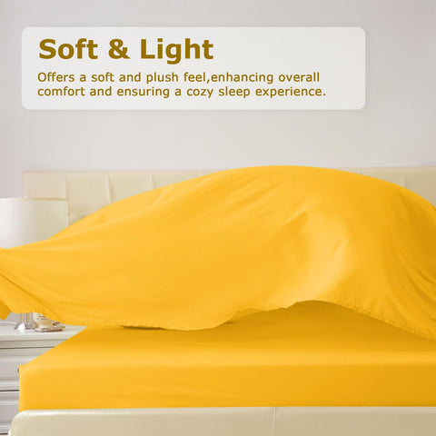 Homilay deep-pocket fitted sheet in Spectra Yellow secures 6–16 inch mattresses for a snug fit.