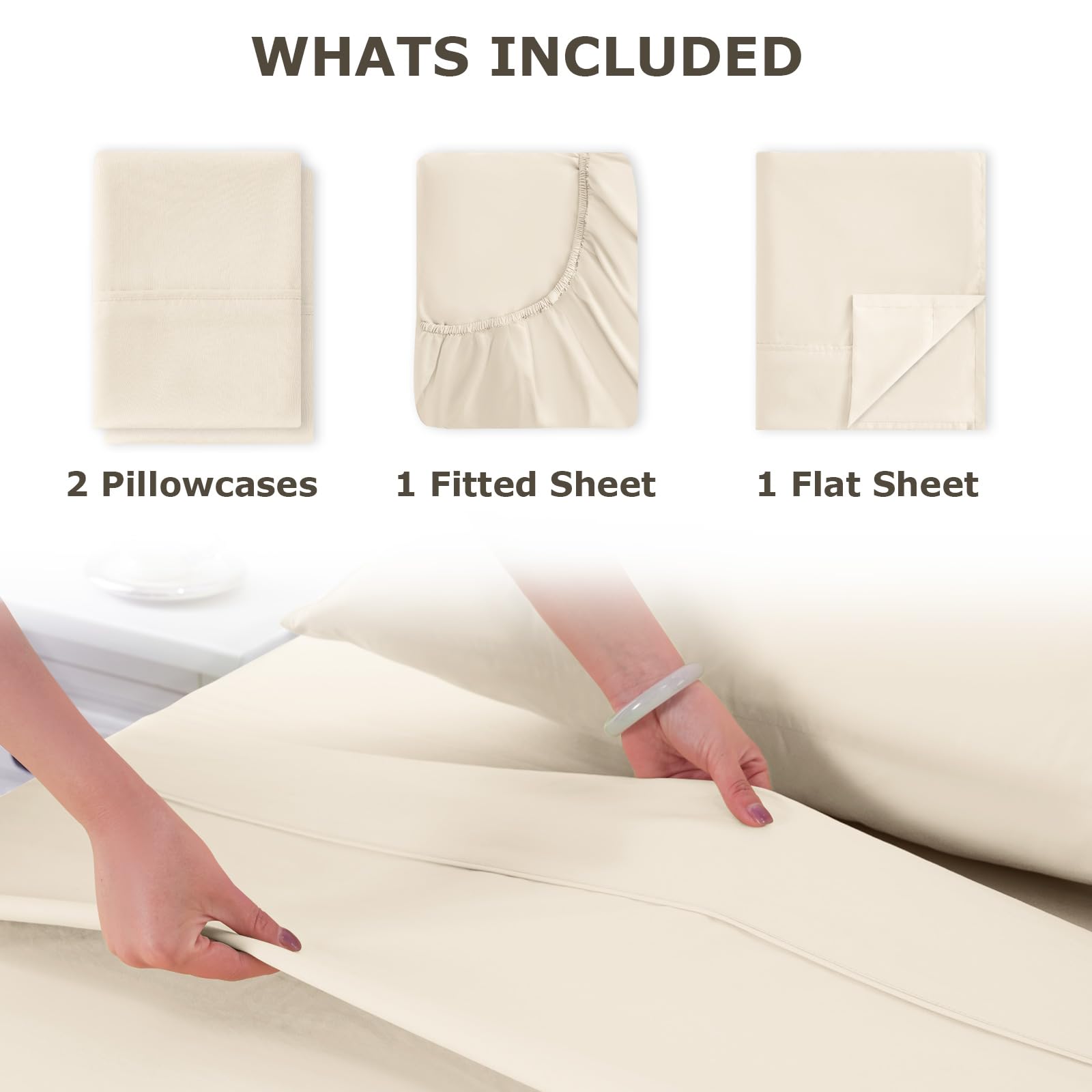 Homilay wrinkle-free finish on sheets ready for quick care.