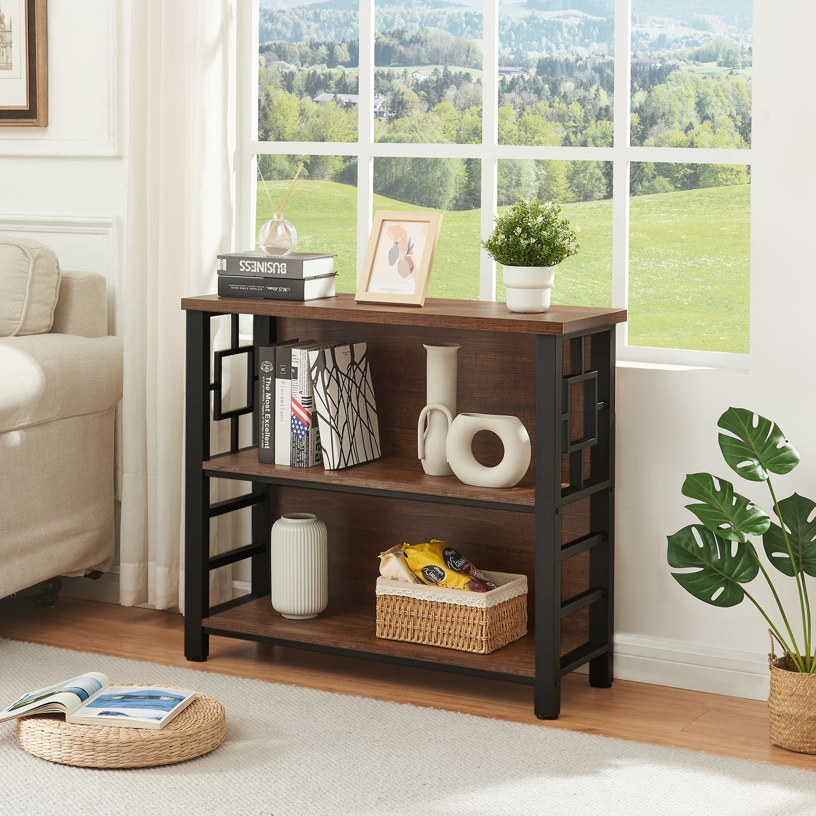 HOMISSUE book shelf backboard and geometric sides prevent sliding
