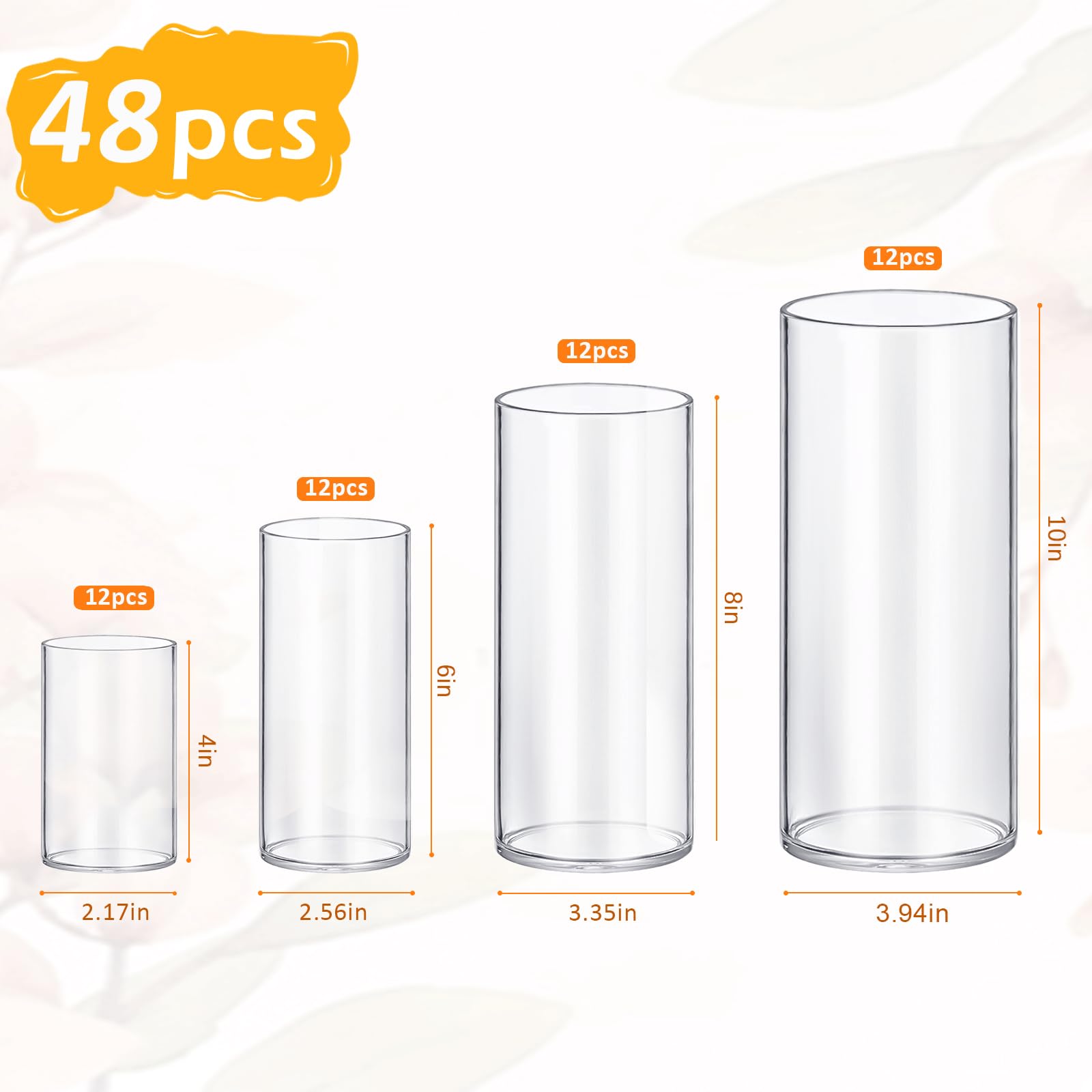 Homjoy 6-inch glass cylinder vase suited for mixed bouquets and candle displays