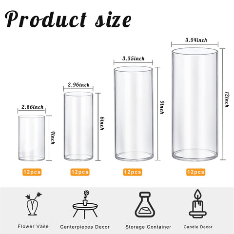 Homjoy 6-inch clear glass cylinder vase for table centerpieces and arrangements.