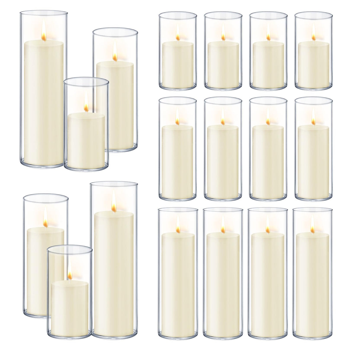 Homjoy ivory white pillar candles for elegant wedding centerpieces.