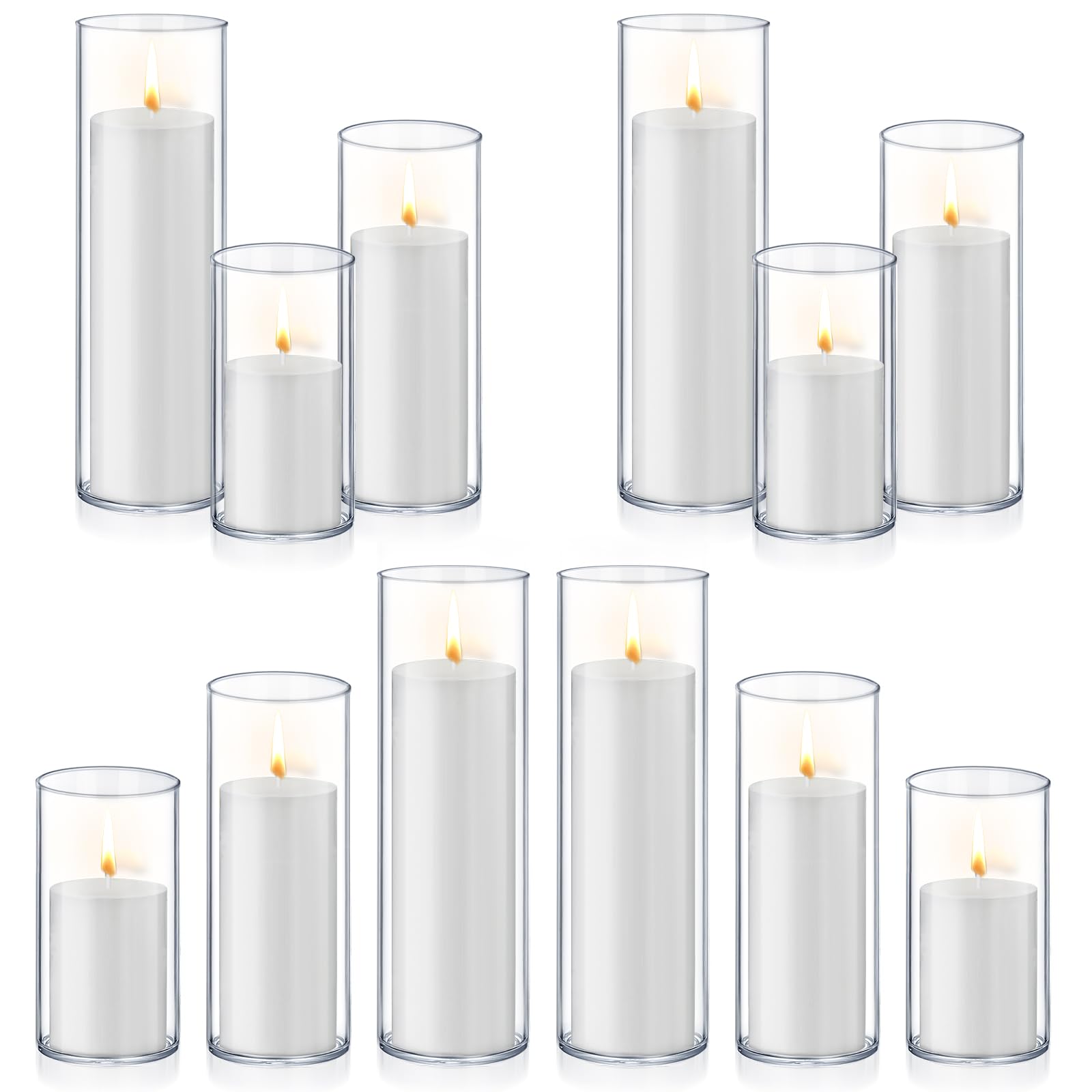 Homjoy pillar candles with glass holders for elegant wedding centerpieces