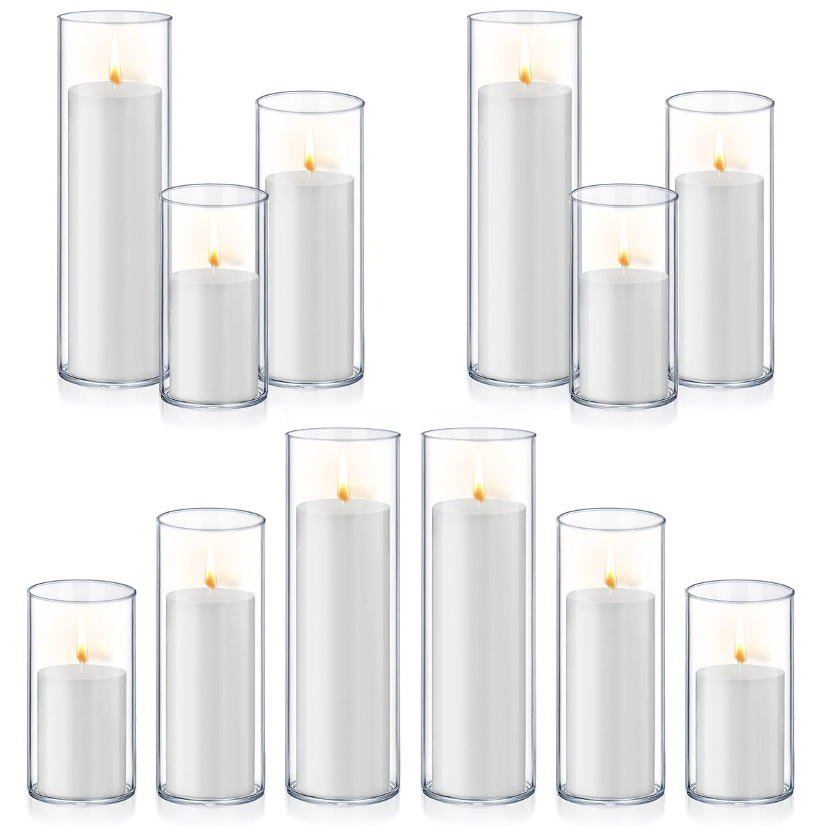 Homjoy pillar candles with glass holders for elegant wedding centerpieces