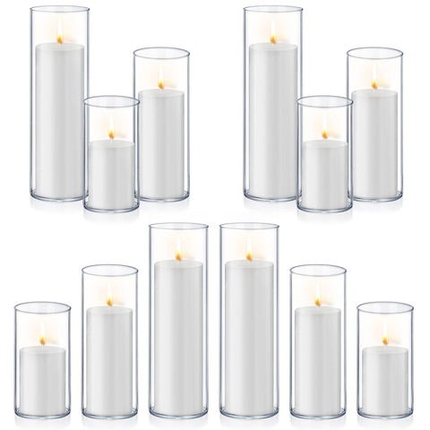 Homjoy pillar candles with glass holders for elegant wedding centerpieces