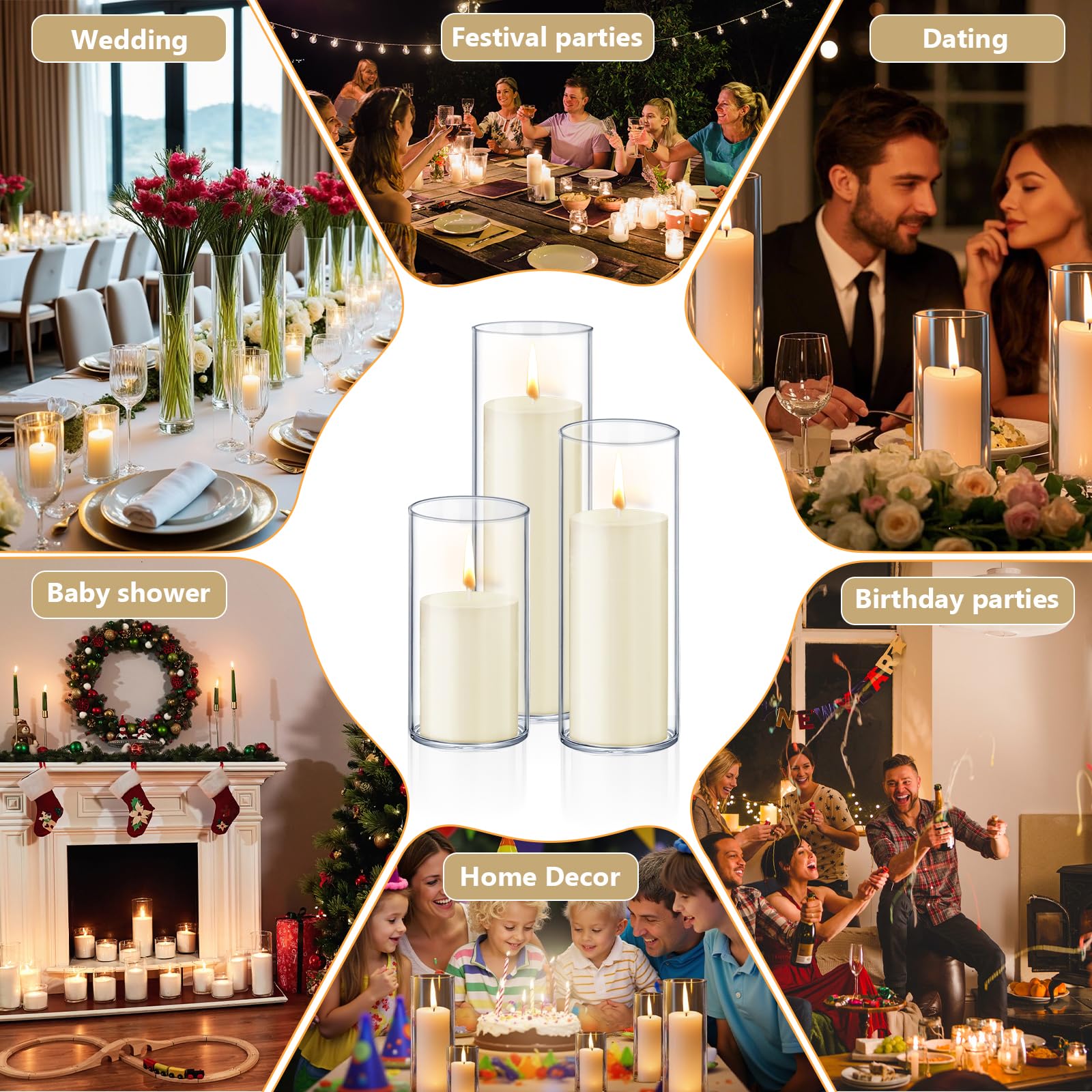 Homjoy premium borosilicate glass for durable, clear candle holders.